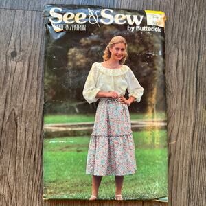Vintage 1970s Butterick 5951 Sewing Pattern Womens XXS/XS Top & Skirt COMPLETE